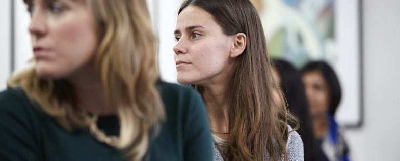 Two students in classroom
