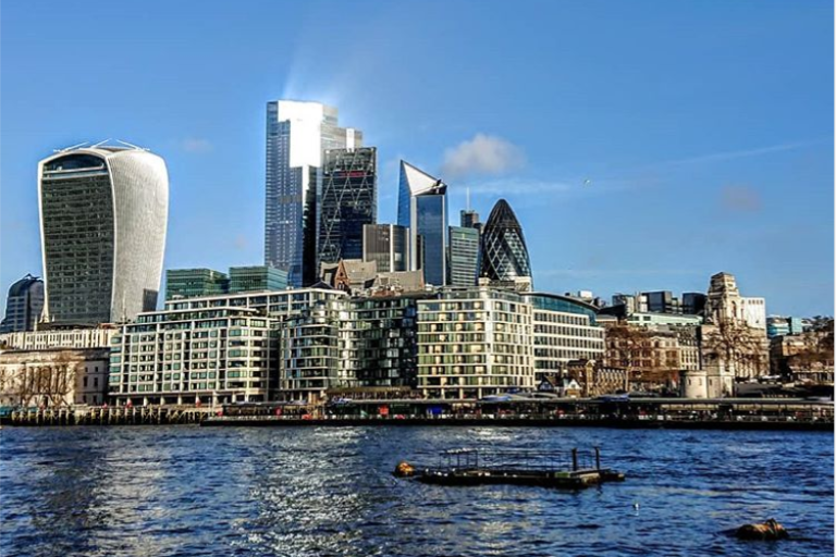 London's central financial district (looking quite small) from the south Bank of the Thames, Monday morning. @tonylangham