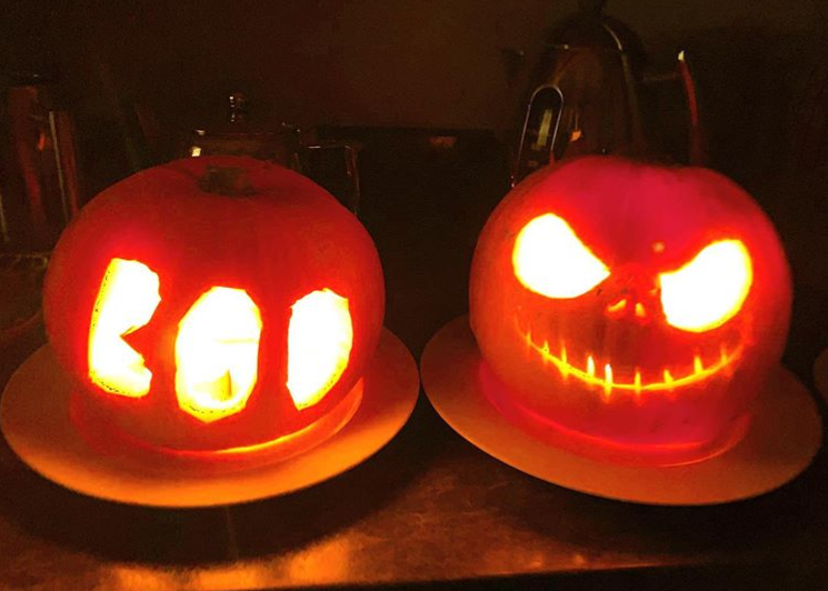 @sparklypinchy BOO! and Jack Skellington this year. All their own work for the first time! 😍🎃 
