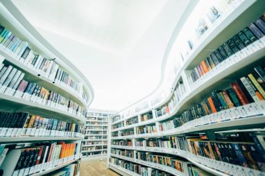 Shelves of books in a library