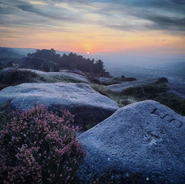 Sunset from the top of Ilkley Cow and Calf @emmabprice on Instagram
