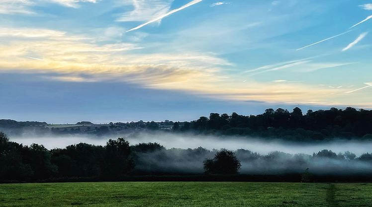 Dawn home coming walk with the pooches. Cotswold Autumn glory, beats barren sun scorched arid Mykonos. @markborkowski on Instagram