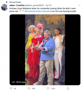 Tweet about Andrew Lloyd Webber