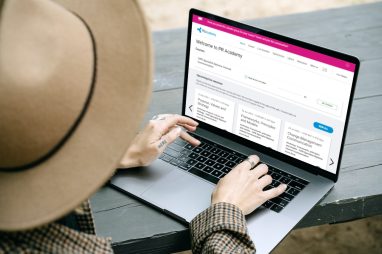 PR Academy student on laptop