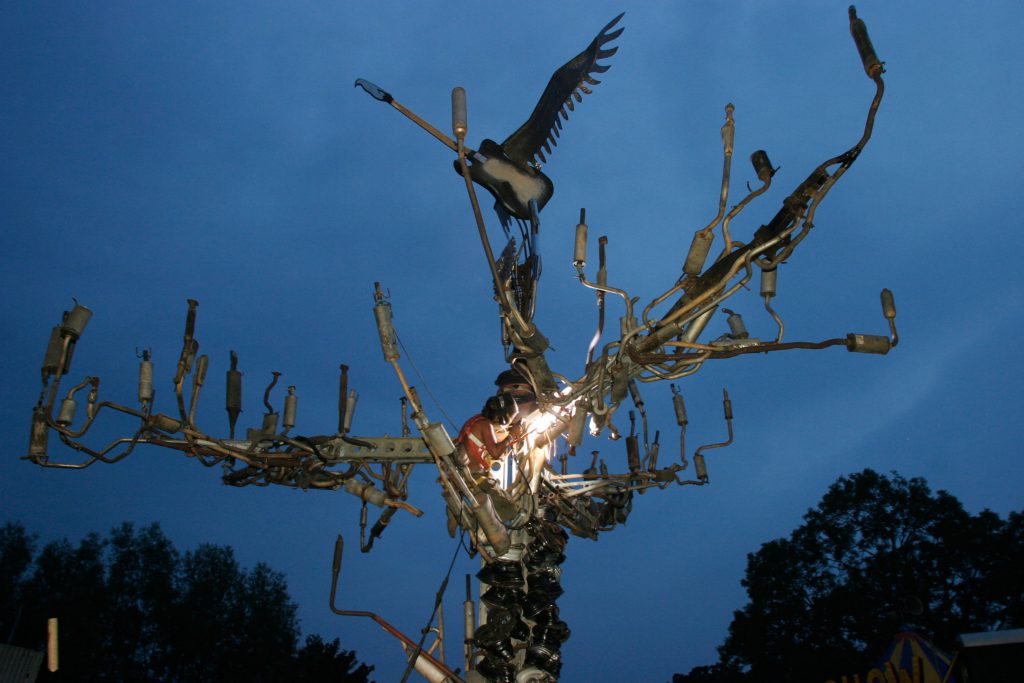 A sculpture in memory of Joe Strummer at Glastonbury Festival (Mike Goldwater / Alamy Stock Photo)